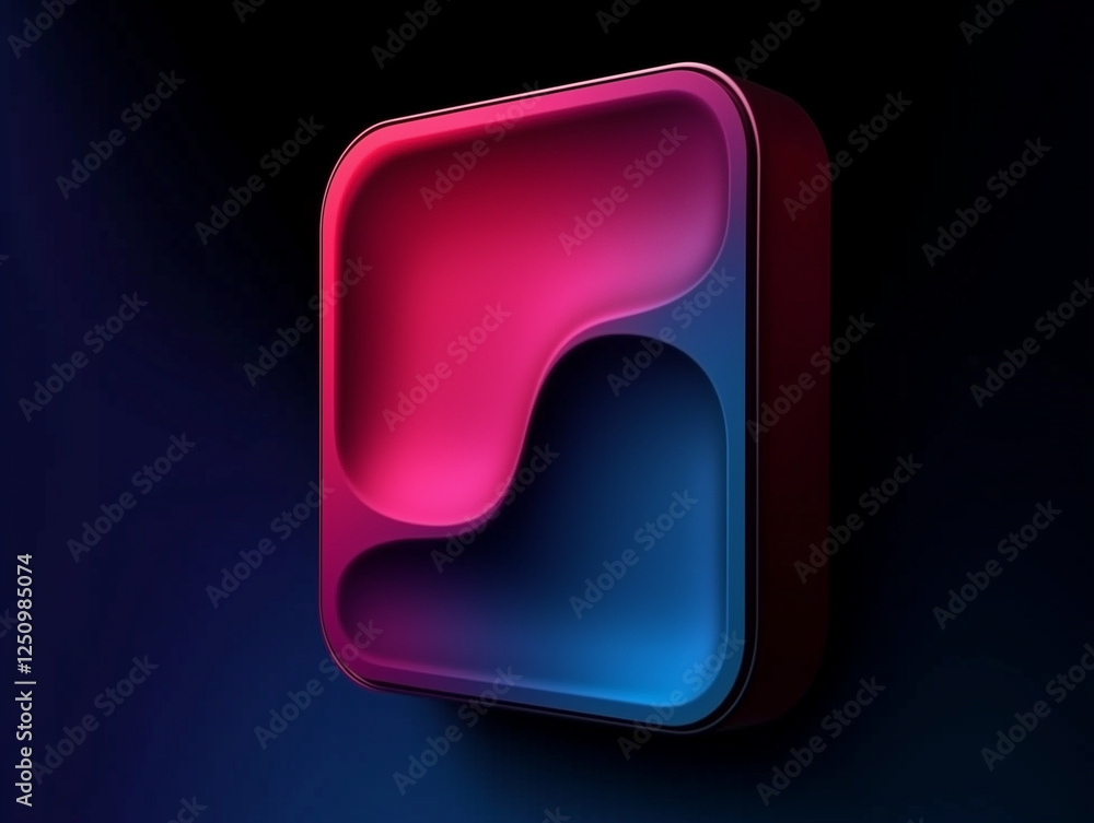 Poster interactive ui button with a deep 3d gradient, volumetric effect, soft glow, minimalism, modern skeu