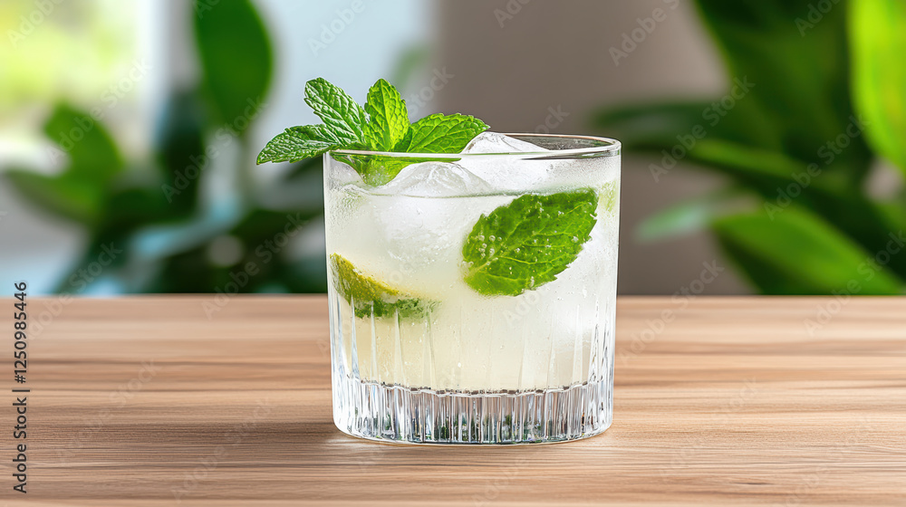 Canvas Prints Refreshing summer lemonade with ice cubes and mint leaves