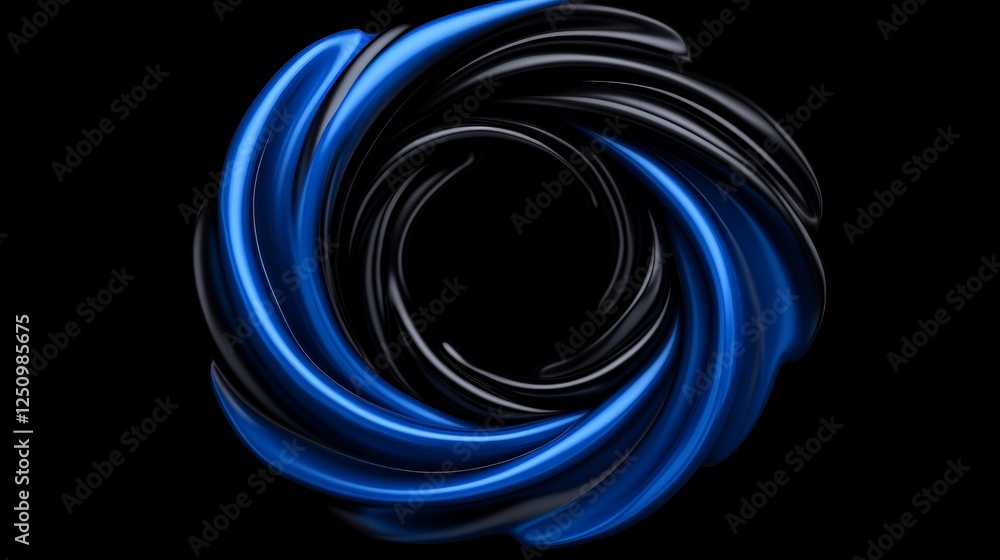 Poster abstract blue and black swirl: a mesmerizing abstract design of swirling blue and black lines, creat
