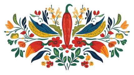 Naklejka premium Cinco de Mayo PNG file of chili peppers arranged neatly in a festive composition, isolated on white background