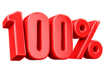 100 Percent Off Discount Sign 3D Red