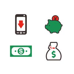 Shopping set icons, made in color style.