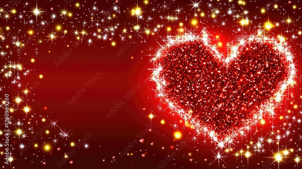 Aufkleber sparkling red heart on a glittering background with bokeh effects