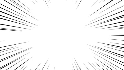 Energetic black and white manga speed lines creating a dramatic and dynamic effect, perfect for comic illustrations, action scenes, and graphic design projects.