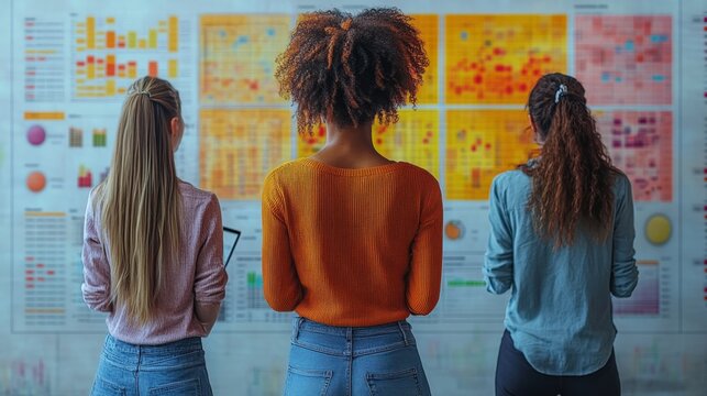 Three Women Reviewing Data Charts