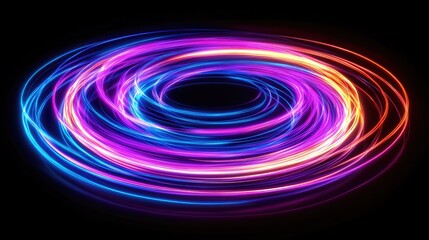 Vibrant neon light trails forming a loop