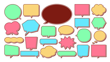 シンプル レトロ カラフル ポップ 吹き出しセット まとめ ベクターデータ チラシ・雑誌・Web・動画素材 文字なし