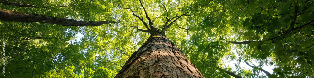 Poster low-angle view of deciduous tree canopy and trunk