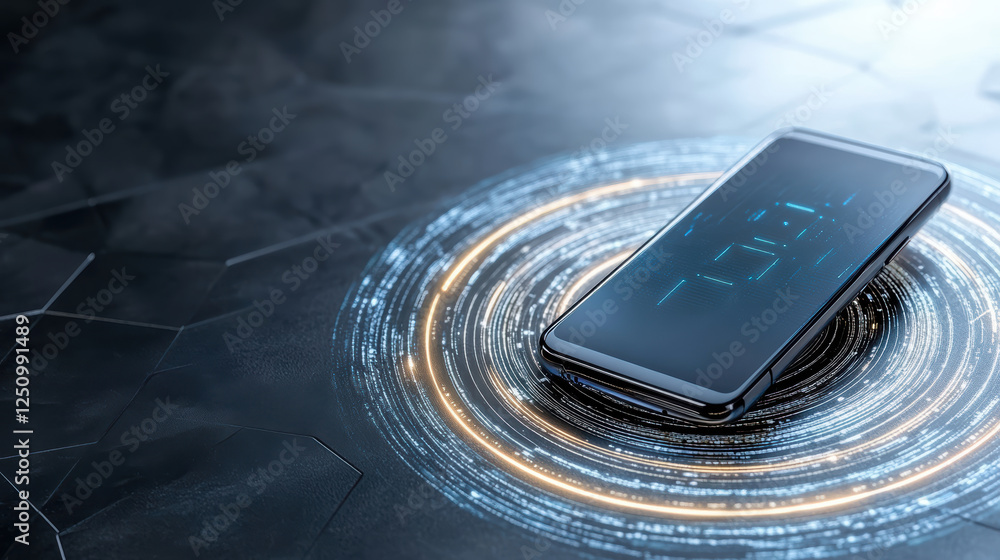 Poster sleek minimalist smartphone with futuristic ai driven features