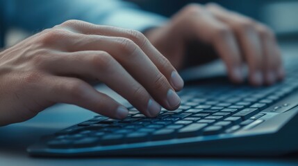 A close-up of a businessman writing a proposal, with soft lighting in a neutral-colored office space