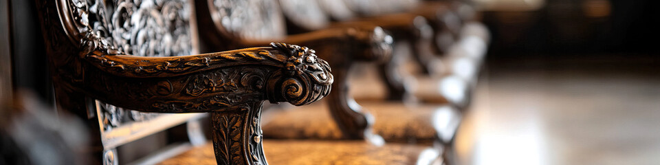 Intricately Carved Wooden Chair Arms and Backrests