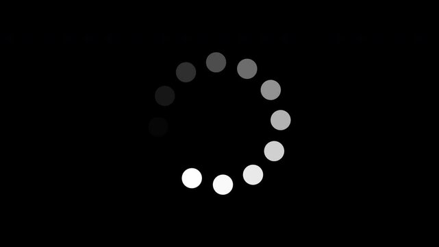 Loading circle animation. Isolated on a black background. Alpha channel. Looped animation.