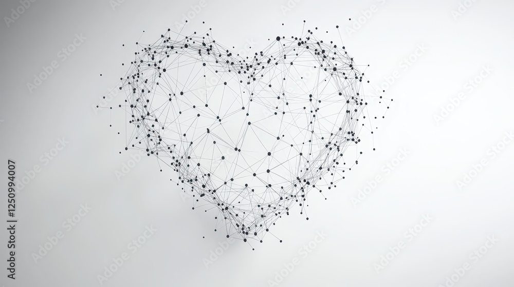 Poster abstract grey heart pixel design on white background