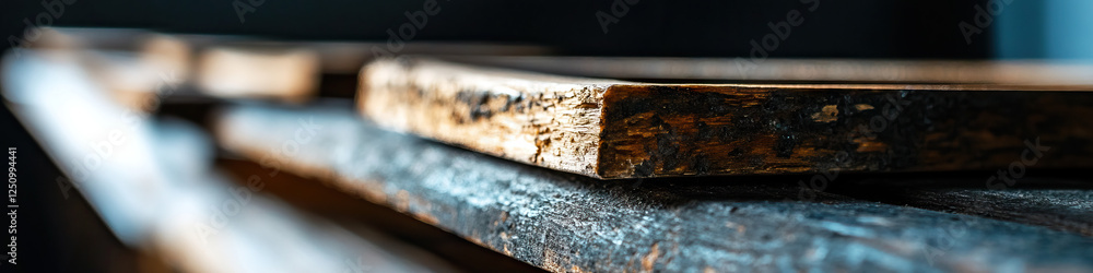 Poster Close-up of Weathered Wooden Planks