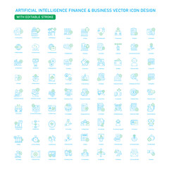 Artificial Intelligence Finance Vector Icon design Collection