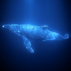 Naklejka premium Glowing whale ocean digital art, deep sea background, nature
