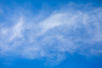 Naklejka premium A Beautiful Serene Blue Sky Graced with Wispy Fluffy Clouds for All to See and Enjoy