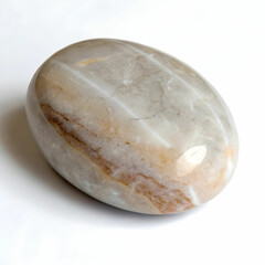 A close-up of a textured stone with unique patterns, showcasing its natural colors and rugged surface.