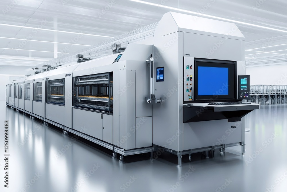 Poster advanced industrial machine in modern factory setting