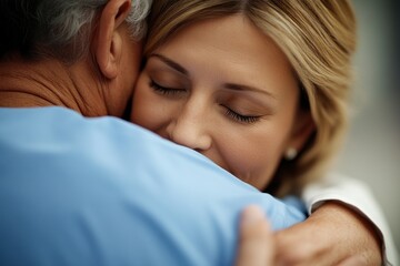Witness the profound bond between a compassionate nurse and elderly patient sharing a gentle hug, highlighting deep emotional connection and care Explore images that showcase the empathy, trust, and