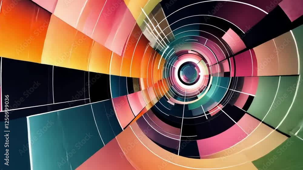 Poster abstract colorful vortex: a mesmerizing digital artwork featuring vibrant, multicolored geometric sh