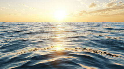 Obraz premium warm golden sunset over peaceful ocean with gentle waves