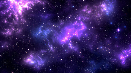 Obraz premium Stunning cosmic nebula glowing in deep purple and blue hues across the vast night sky.