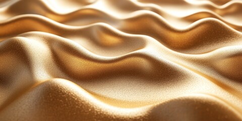 Obraz premium 3D rendering, golden background with rippled abstract forms, wave textured foil, shiny metal surface