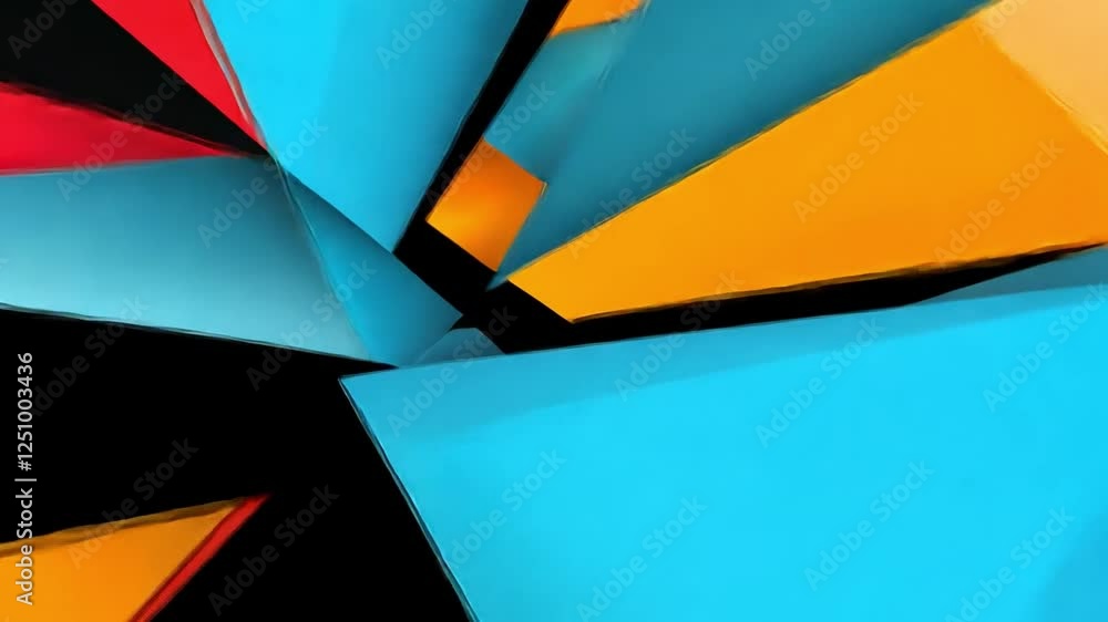 Aufkleber abstract geometric vortex: a dynamic composition of vibrant, intersecting triangles in teal, orange,