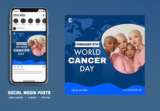 World Cancer Day, Editable Social Media Post for Healthcare or Medical. 