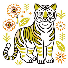 tiger and flowers