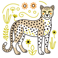 leopard and flowers
