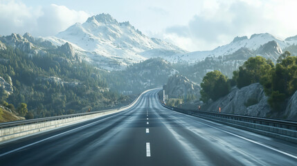 Naklejka premium Empty asphalt Highway road in mountains. Travel concept