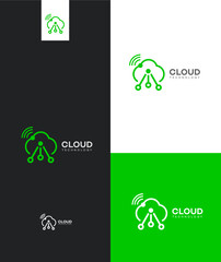Green Cloud Technology Logo Network, Wireless, Data, Connectivity