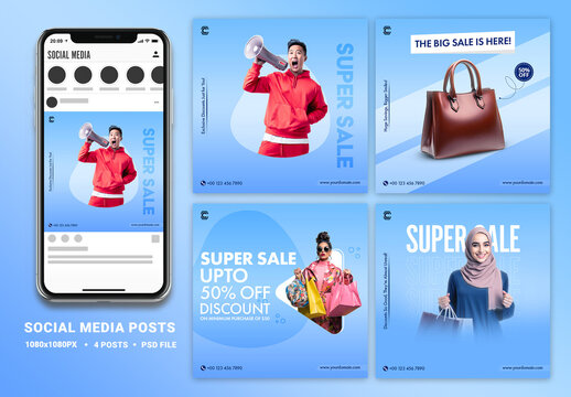 Super Sale, Editable Social Media Set for Product Sale, or Ads.