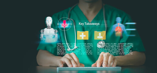 Doctors utilizing Medical AI agent Key Takeaway, Communication responses in real-time voice, telemedicine for diagnosis processes, data analysis technology, Modern Healthcare innovation
