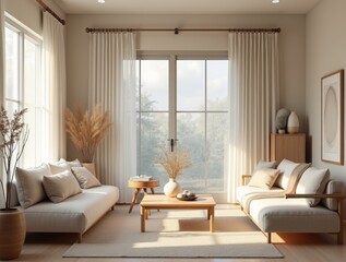 Fototapeta premium Elegant Japandi Living Room