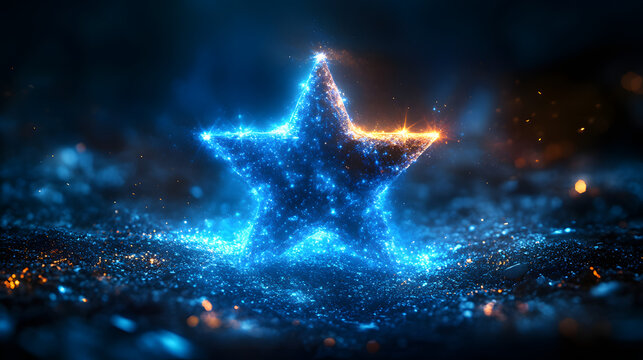 Mystical blue star shining with cosmic brilliance and glowing effects.
