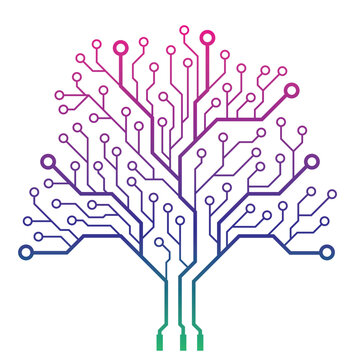 Abstract Creative Modern Circuit Board Technology Tree Vector Design on White Background.