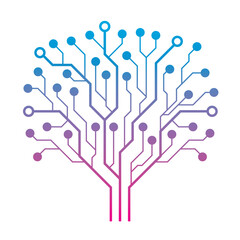Abstract Creative Modern Circuit Board Technology Tree Vector Design on White Background.