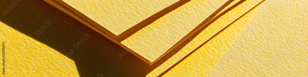 Poster overlapping yellow rectangular materials with shadowing