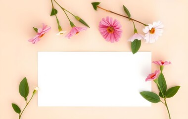 Fototapeta premium Snapdragon & Zinnia Beige Warm spring background