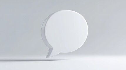 3D white speech bubble icon on a white background, speech bubble, chat, communication