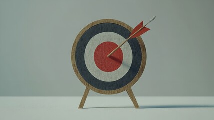 a red and white target with a arrow