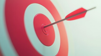 a red and white target with a arrow
