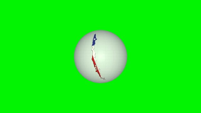 Chile map globe animation rotation simple icon element asset visual green screen