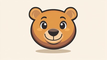 50.A clean, vector-based illustration of a cute bearâ€™s head with soft, round features and large, expressive eyes. The bear's face is designed in a minimalist, geometric style, ideal for a logo or