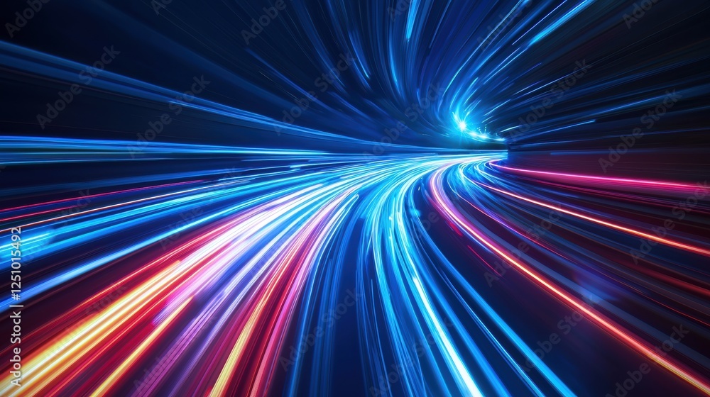 Poster colorful light waves create a bright, abstract pattern. generative ai