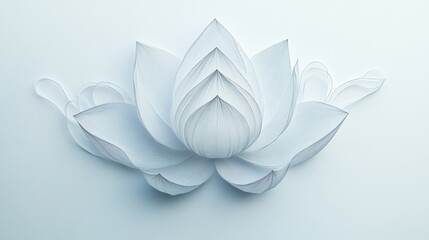 Elegant White Lotus Flower Made of Paper with Soft Shadows and Serene Background for Tranquility and Peace