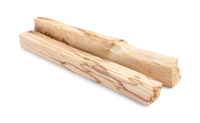 Two palo santo sticks on white background